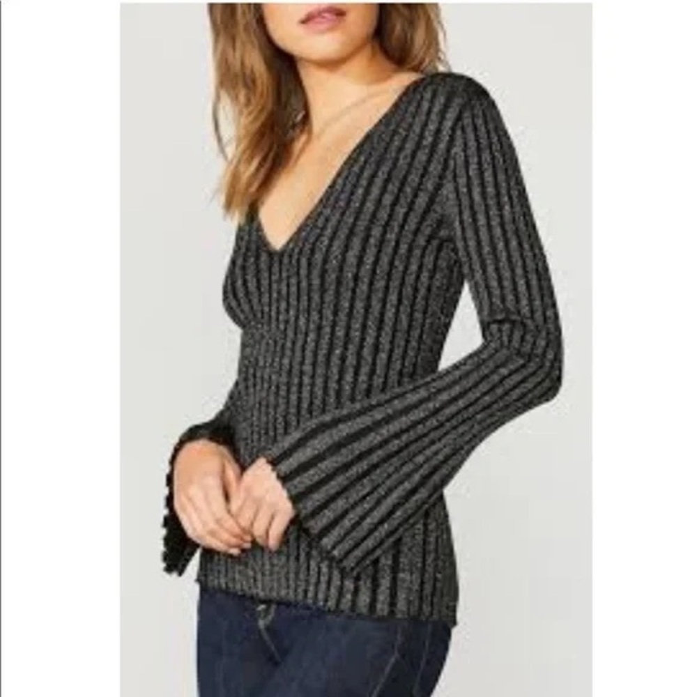 Bailey 44 Revolve Don’t‎ Stop Till You Get Enough Black Silver Sweater Large L